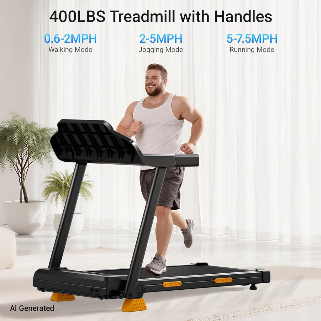 16% Incline Treadmills for Home Small with 3 LED Displays, 3.0HP Foldable Walking Pad Treadmill Up to 400LBS Capacity, Portable Treadmill 0.6-7.0MPH