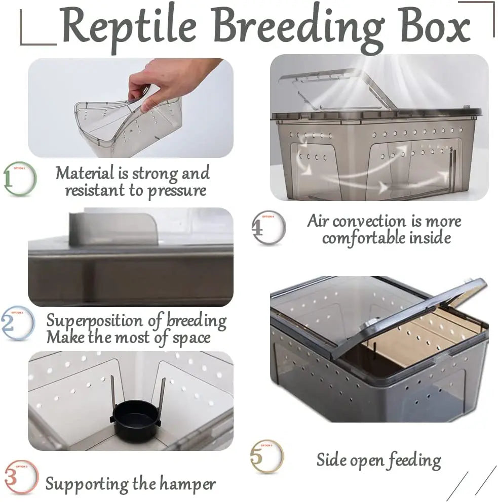 Plastic Reptile Breeding Box H Series Small Snake Habitat Cage